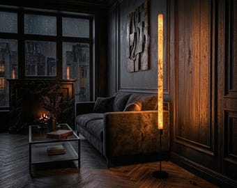 Serene Slim Light - The World's Slimmest Wooden Floor Lamp - Mid Century Modern / Modern Organic - Warm Light for Living Room, Bedroom.