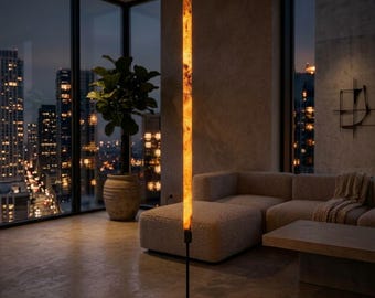 Serene Slim Light - The World's Slimmest Wooden Floor Lamp - Mid Century Modern / Modern Organic - Warm Light for Living Room, Bedroom.
