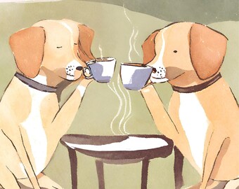 Whimsical Dogs Espresso Digital Print - Perfect for Decor