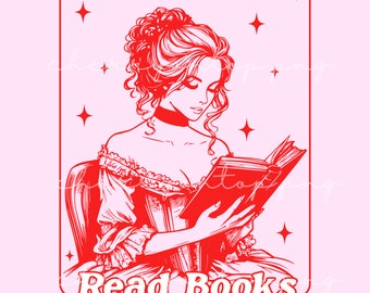 Bonnes filles lisez des livres | Romantique livresque PNG | Amoureux des livres SVG | Sticker Kindle livre charbonneux PNG | Sublimation pour petites entreprises | Svg png tendance