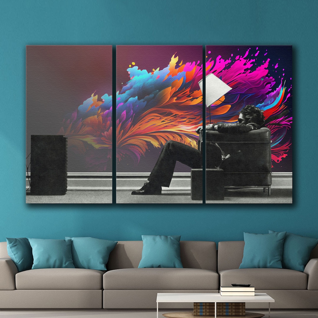 Maxell Wall Art, Blownaway Guy Canvas Wall Art, Steve Steigman Poster,large Graffiti Canvas