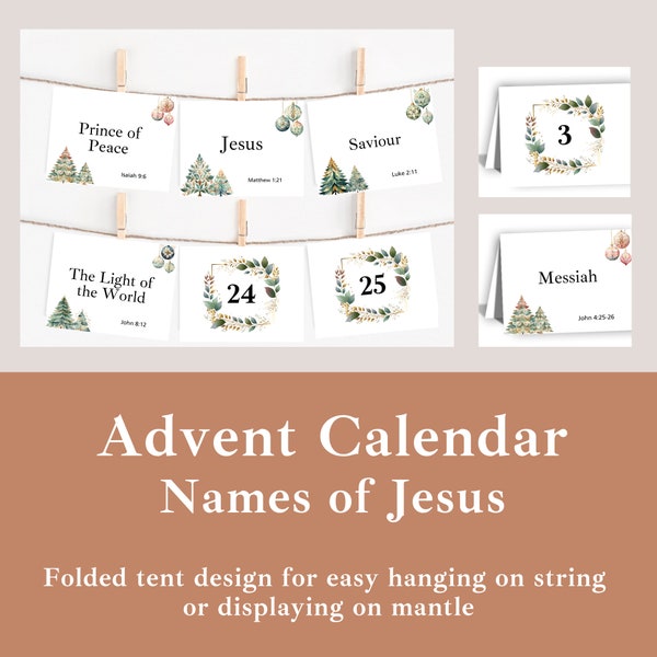 Names of Jesus Advent Calendar with Bible Verse and Prayer | Digital Download