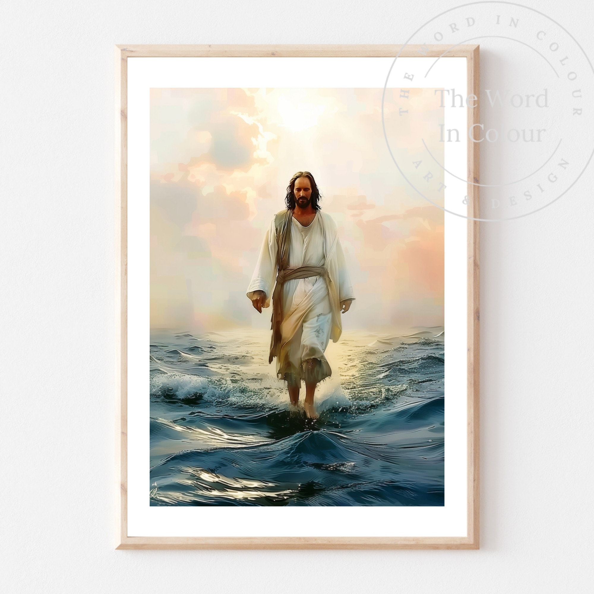 Jesus Walks on Water Print: Bible Verse Christian Wall Art (digital ...