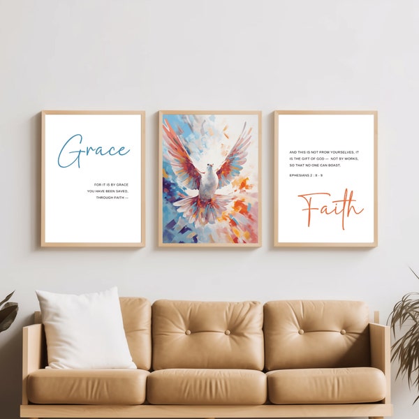 Ephesians 2:8-9 | For it by Grace you have been saved, through Faith | Bible Verse Printable Wall Art |  Scripture Print | Christian Gift