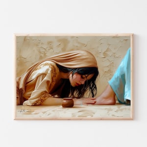 Mary Anointing Jesus Art: Boho Bible Verse Print (Digital Download)