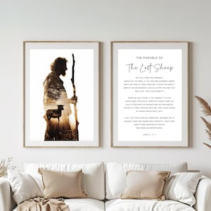 Luke 15: 3-7 | The Parable of the Lost Sheep | Jesus the Good Shepard | Bible Verse Printable Wall Art | Scripture Print | Christian Gift