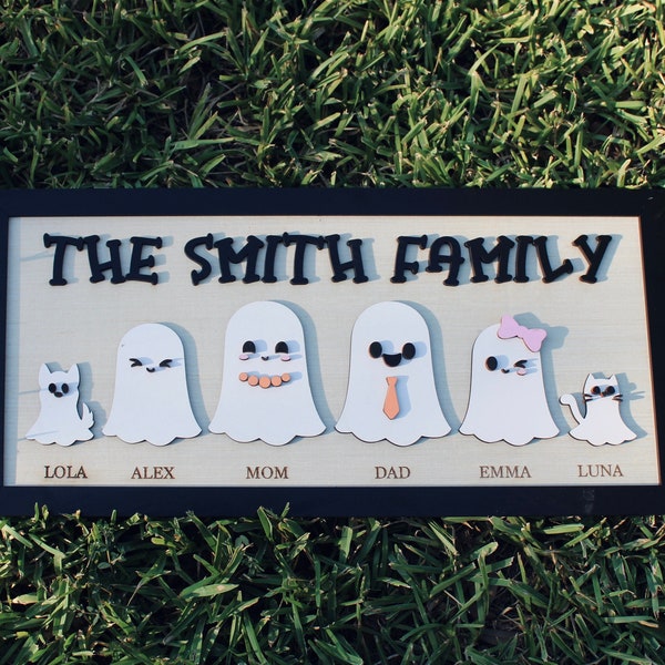 Halloween Family 3D Sign, Custom Halloween Gift,  Personalized Ghost Sign, Boo Crew, Halloween Wood Sign, Custom Decor, Spooky Cute Gift