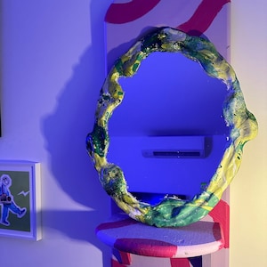 Organic Stone-Inspired Ceramic Mirror - Customizable Art for Your Unique Space