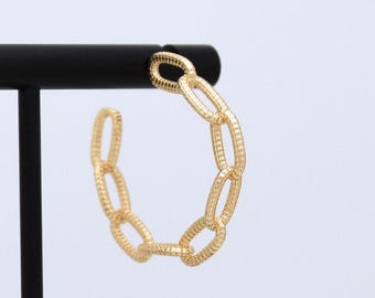 Chain Hoop Earrings, Dainty Hoop Earrings, Gold Hoops, Gold Earrings