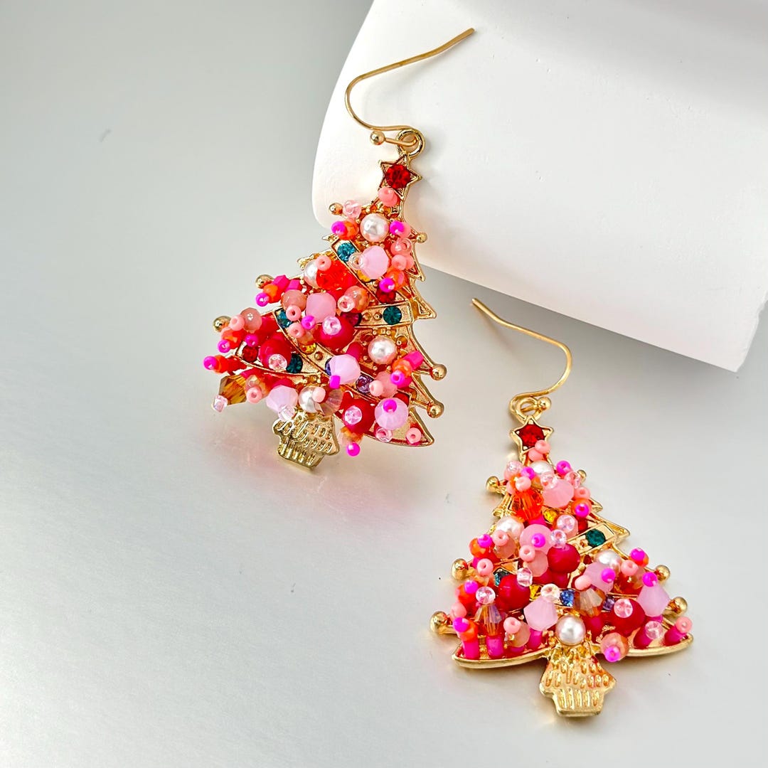 Cute Christmas Earrings, Christmas Tree Earrings, Holiday Earrings — free download