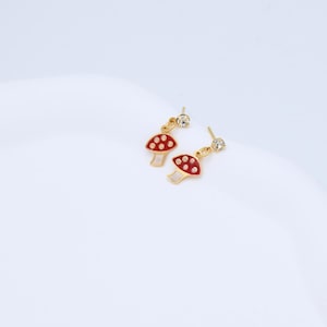 Mushroom Stud Earrings, Everyday Earrings, Cottagecore Jewelry, Birthday Gift for Her, Mushroom Dangle Earrings