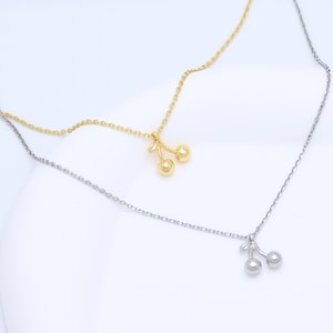 Dainty Cherry Necklace, Everyday Necklace, Fruit Pendant Necklace, Minimalist Necklace, Dainty Gold Necklace, Summer Jewelry