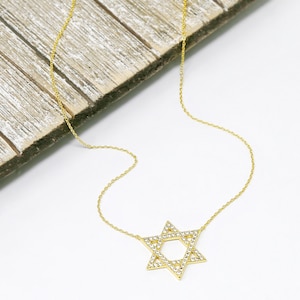 Large Star Of David Necklace, Jewish Star Necklace, Cubic Zirconia Necklace, Star of David Necklace Women