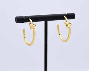 Knot Hoop Earrings, Dainty Hoop Earrings, Gold Hoops, Minimalist Gold Earrings
