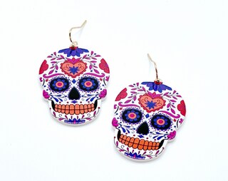 Orecchini Pendenti A Teschio Di Zucchero In Acrilico, Stile Day Of The Dead, Per Halloween