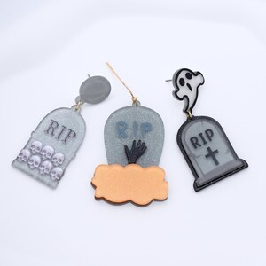 Halloween Earrings, Dangle Earrings, Halloween Jewelry, Ghost Earrings, Skull Earrings, White Ghost Earrings
