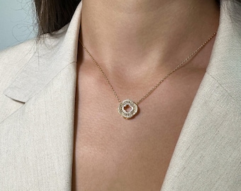 Zierliche Kleeblatt Kette • Kleeblatt Kette Gold • Geschenk für Sie