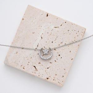 Dainty Celestial Necklace • Crescent Moon Necklace • Star Necklace • Birthday gift for her