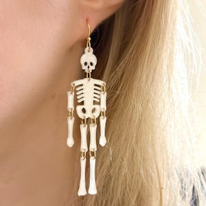 Movable Skeleton Bone Dangle Earrings, Halloween Must, Lightweight Skeleton Earrings, Halloween Earrings, Halloween Jewelry