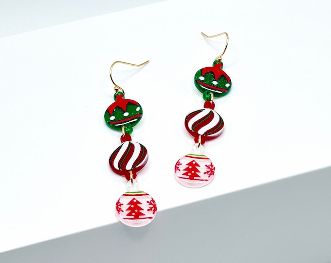 Cute Christmas Ornament Earrings, Holiday Earrings, Earrings for