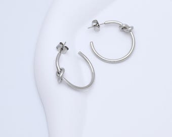 Knot Hoop Earrings, Dainty Hoop Earrings, Gold Hoops, Minimalist Gold Earrings