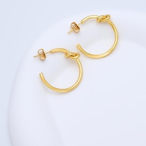 Knot Hoop Earrings, Dainty Hoop Earrings, Gold Hoops, Minimalist Gold Earrings