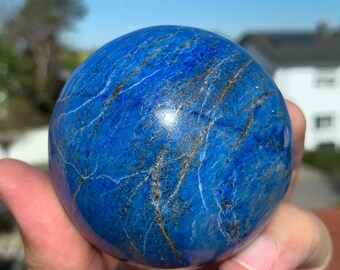 Afghan Lapis Lazuli Sphere, Royal Blue Crystal Ball Pyrite, Third Eye Chakra Healing Stone