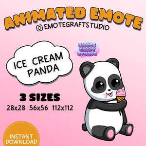 Cute Panda Twitch Emote, Animated Ice Cream Panda Emote for Twitch Discord Youtube, Funny Animated Emote, Animated Chibi Panda Emote