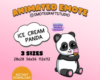 Słodka Panda Twitch Emote, Animowana Panda Lodowa Emote dla Twitch Discord Youtube, Zabawna Animowana Emote, Animowana Chibi Panda Emote