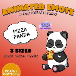 Emote Twitch simpatico Panda, emote Pizza Panda animata per Twitch Discord Youtube, emote animata divertente, emote Chibi Panda animata