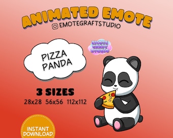 Słodka Panda Twitch Emote, Animowana Pizza Panda Emote dla Twitch Discord Youtube, Zabawna Animowana Emote, Animowana Chibi Panda Emote