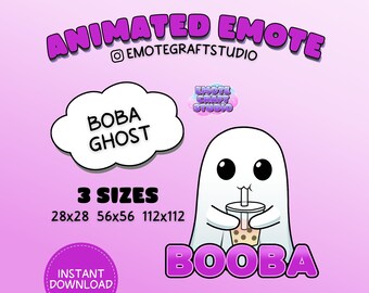 Słodki emotikony Boba Ghost, animowane emotikony Twitch, słodki emotikony Halloween, straszny emotikony Ghost, animowany emotikony Halloween Ghost dla Twitch