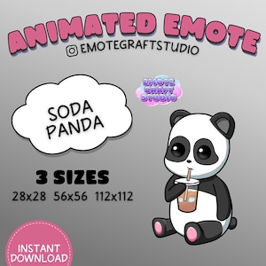 Cute Panda Twitch Emote, Animated Soda Panda Emote for Twitch Discord Youtube, Funny Animated Emote, Animated Chibi Panda Emote