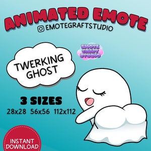 Animated Twerking Ghost Emote for Twitch & Discord, Chill Vibes Dancing Animation, Cute Funny Halloween Streamer Graphics for Twitch
