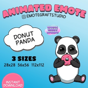 Cute Panda Twitch Emote, Animated Donut Panda Emote for Twitch Discord Youtube, Funny Animated Emote, Animated Chibi Panda Emote