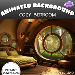 Animated Vtuber Background, Cozy Bedroom Twitch Stream Overlay, Virtual Zoom Meeting Background, Vtuber Seamless Loop Lofi Rain Background