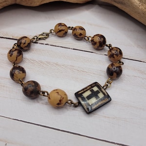 Men&#39;s Rosary Bracelet, Gift for Him, Cross Bracelet