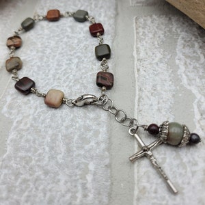 Ladies Cross Bracelet, Square Bead Bracelet for Women