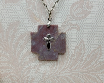 Jasper Cross Necklace, Jewelry for Her