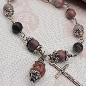 Wire Wrapped Rosary Bracelet, Cross Bracelet, For Her