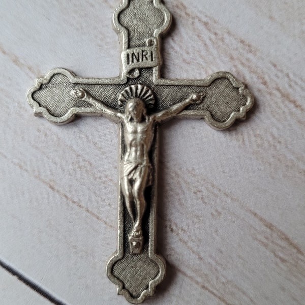 Vintage Silver Crucifix, Rosary Crucifix