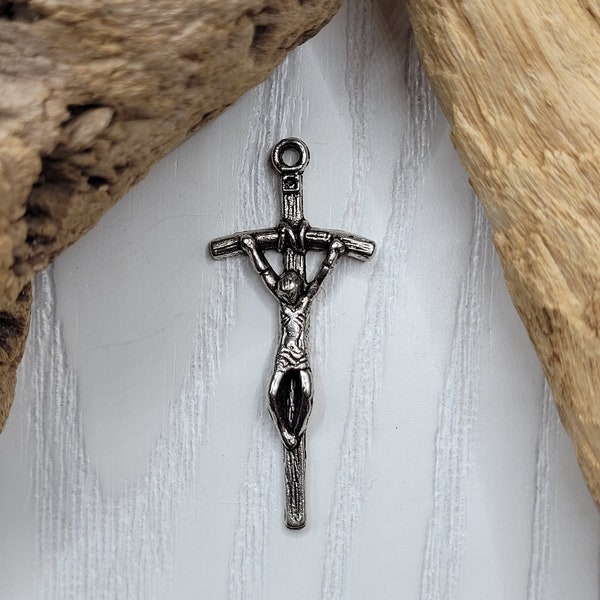 Silver Papal Crucifix, Rosary Crucifix, Crucifix Pendant