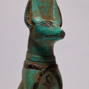 Unique Anubis Jackal Dog Egyptian Statue Sculpture Green Stone Ancient Egypt Home Decor