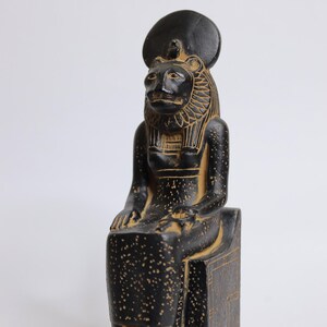 Basalt Stone Sekhmet Statue: Egyptian Goddess Altar Decor