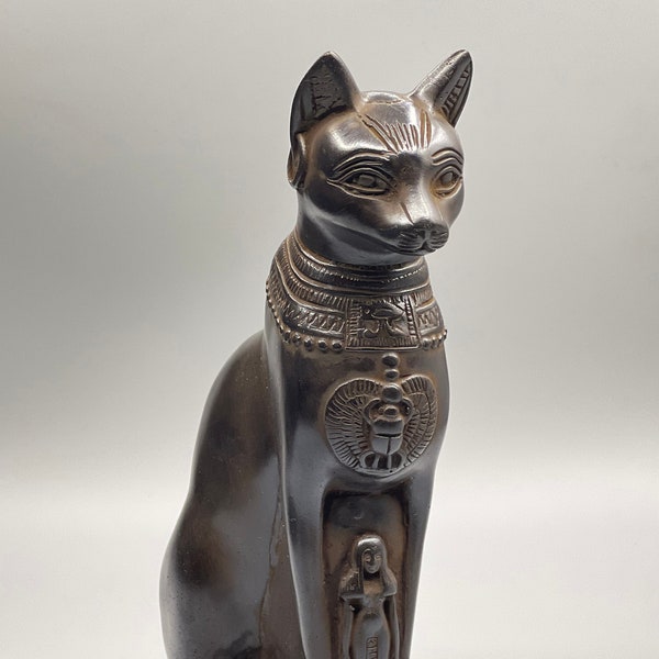 Egyptian Goddess Bastet Cat Statue Ancient Egypt Antique Handmade Black Stone Egyptian gift