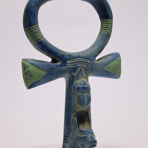 Egyptian Ankh (Key of Life) Anubis God Statue Egypt Antique Handmade Stone in Egypt