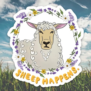 Cute and Funny Sheep Sticker, Cute Sheep Vinyl Sticker, Water Bottle Stickers, Laptop Stickers