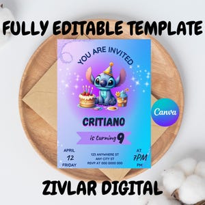 Convite de aniversário Stitch / Lindo convite para o aniversário do seu pequeno / Convite de aniversário com tema Stitch / Download instantâneo