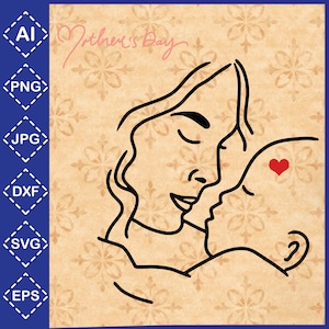 Mom Holding Baby Svg - Mom and Baby Svg - Mother Drawing Svg - Mother Line Art Svg - Baby Boy Svg - Mother and Child Svg  - Newborn Svg
