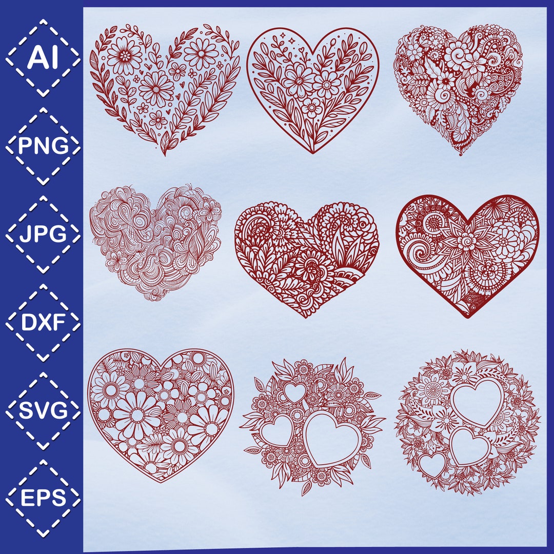 Floral Heart Clipart \ Floral Heart Svg \ Flower Heart Png \ Flower ...